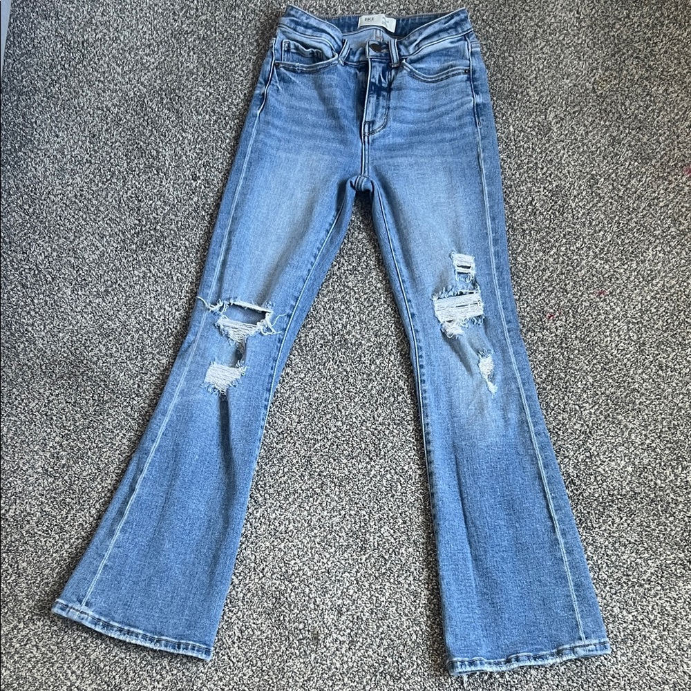 Next Light Blue Ripped Flare Jeans